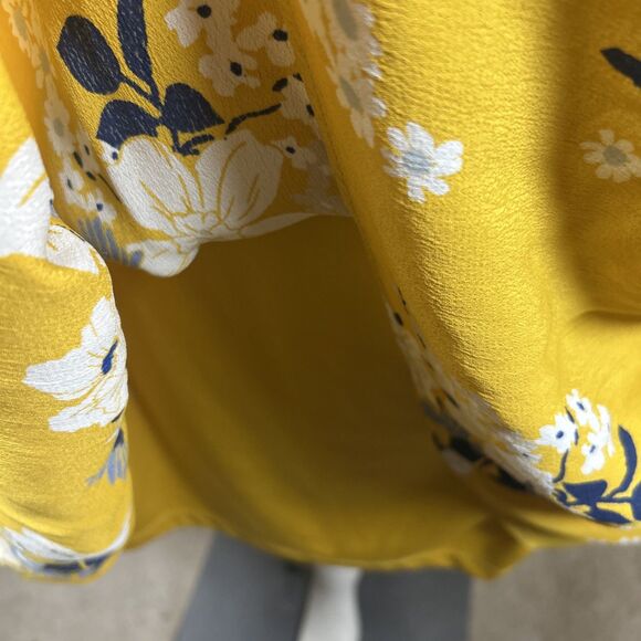 Old Navy Dress 2XL Yellow Midi Tiered Floral Long Sleeves Flowy Ruffle Casual - Picture 10 of 14